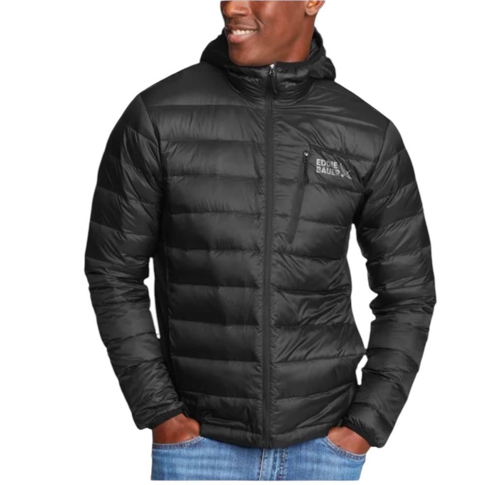 Eddie Bauer Black Puffer Jacket with High Collar and Insulation